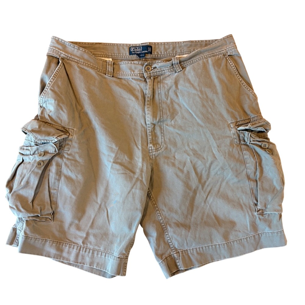 Vintage Polo Ralph Lauren Cargo Shorts Mens 40 Gray Heavyweight Grunge Baggy